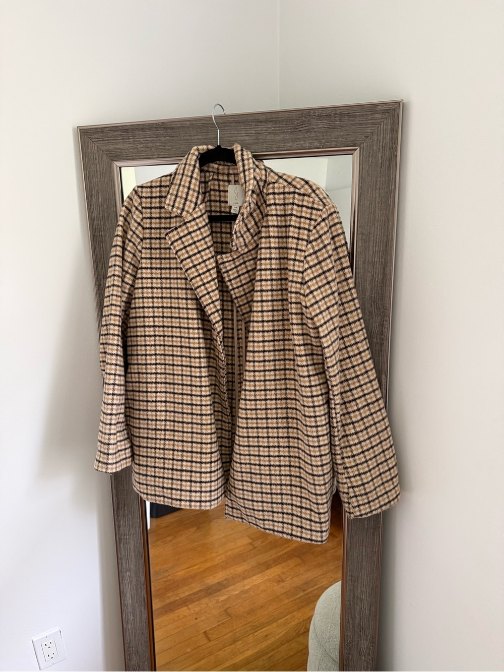 Joie Womens Beige Plaid Wool-Blend Coat